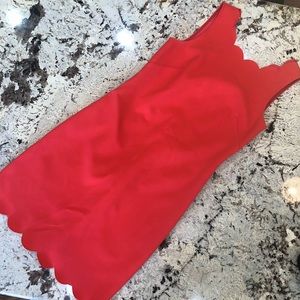 Bright coral J. Crew scalloped dress